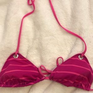 Pink striped bikini top